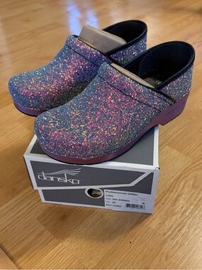 Dansko Lilac Glitter Clogs size 40